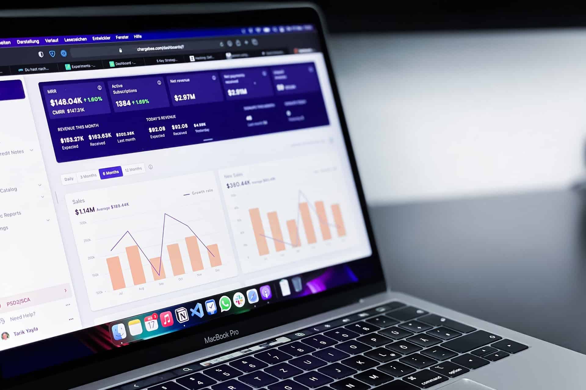 laptop showing multiple charts